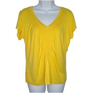 Women's Blouse ALFANI Size Petite/Medium Yellow 95% Rayon